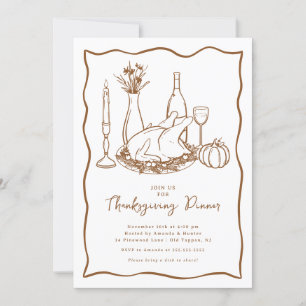 Invitation Minimale Pour Le Dîner D'Action De Grâc