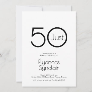 Invitation minimale pour les 50 ans de Just Fifty