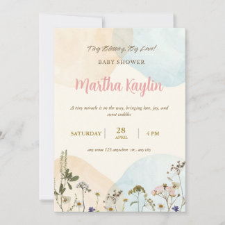 Invitation minimale pour une baby shower aux coule