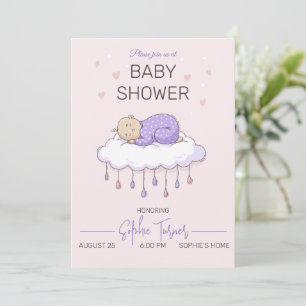Invitation minimale pour une baby shower fille