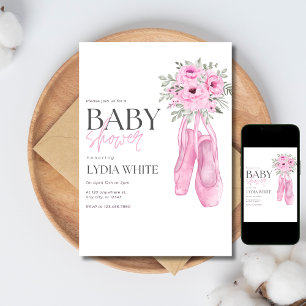 Invitation minimale pour une baby shower rose pour