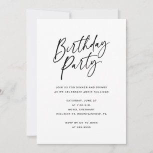 Invitation minimale pour une fête d'anniversaire
