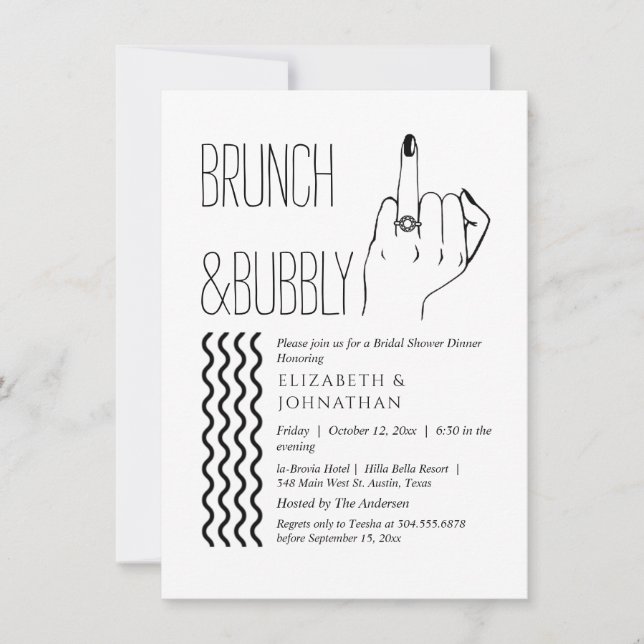 Invitation minimale texte brunch et champagne (Devant)