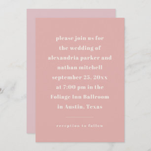 Invitation Minimalisme coloré   Rose moderne