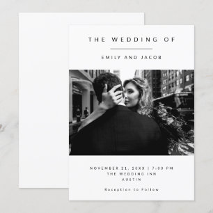 Invitation Minimalisme élégant   Mariage photo noir et blanc