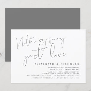 Invitation Minimalisme Gris foncé, Mariage Fuite de noces