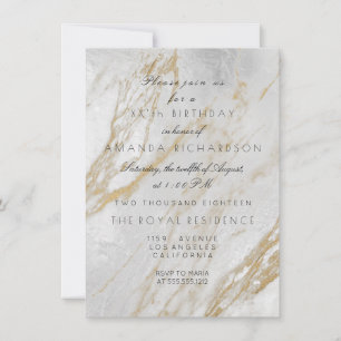 Invitation Minimalisme Gris Or Blanc Marbre Gris Argent VIP