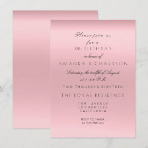 Invitation Minimalisme Rose Rose Poudre Anniversaire