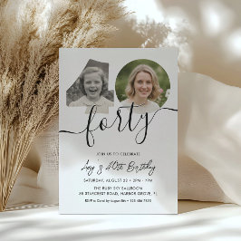 Invitation Minimalist 40th Birthday Photo 