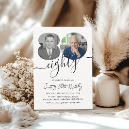 Invitation Minimalist 80th Birthday Party 2 Photo