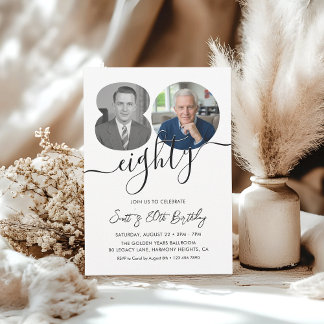 Invitation Minimalist 80th Birthday Party 2 Photo