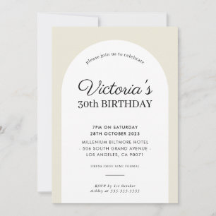Invitation MINIMALIST arc anniversaire chic ivoire moderne cr