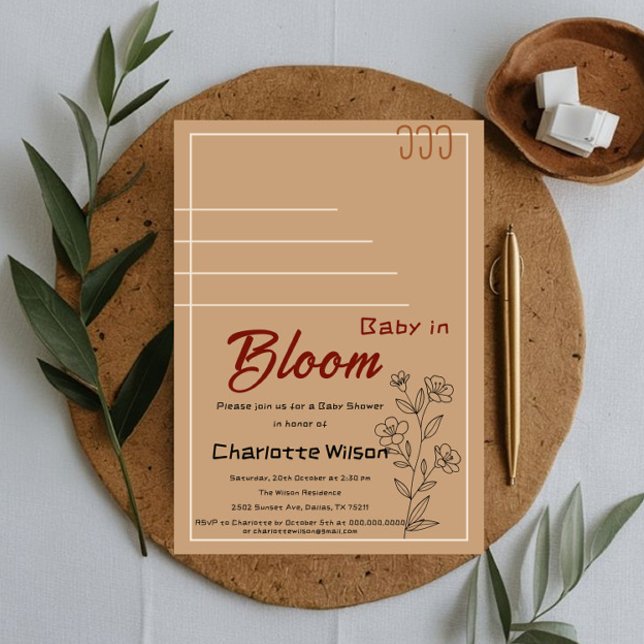 Invitation Minimalist Baby In Bloom Wildflower Baby Shower (Créateur téléchargé)