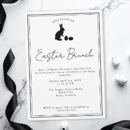 Invitation Minimalist Black On White Bunny Easter Brunch