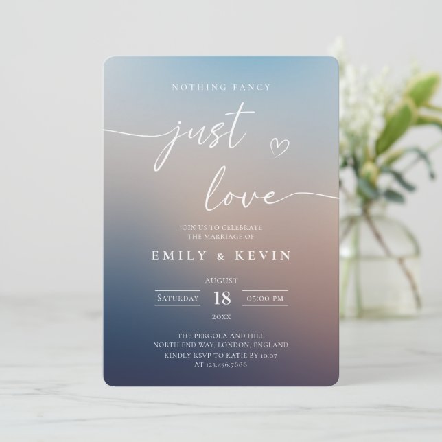 Invitation Minimalist Blurred Gradient Script Elegant Wedding (Debout devant)