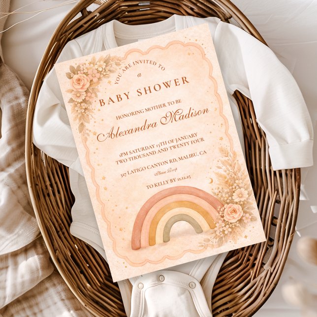 Invitation Minimalist Boho Rainbow Baby Shower (Créateur téléchargé)