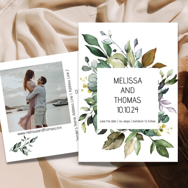 Invitation Minimalist Botanical Save The Date Announcement (Créateur téléchargé)