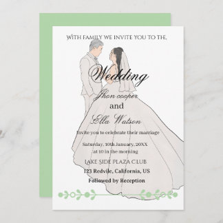 Invitation Minimalist Bride and Groom Wedding Illustration