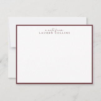 Invitation Minimalist cabernet Border Personalized Note Card