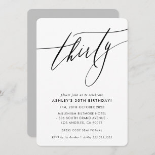 Invitation MINIMALIST Calligraphie chic 30e anniversaire