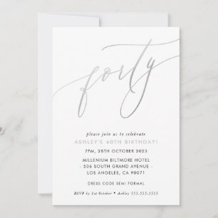 Invitation MINIMALIST Calligraphie chic 40e anniversaire arge