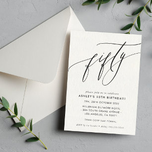 Invitation MINIMALIST Calligraphie chic 50e anniversaire