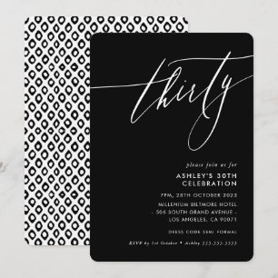 Invitation MINIMALIST Calligraphie élégante 30ème partie noir