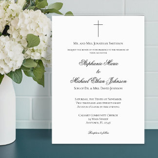 Invitation MINIMALIST Christian Cross Formal Church Wedding