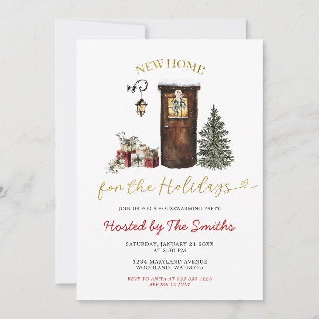 Invitation Minimalist Christmas Holiday New Home Housewarming (Devant)