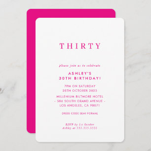 Invitation MINIMALIST design anniversaire chic moderne rose c