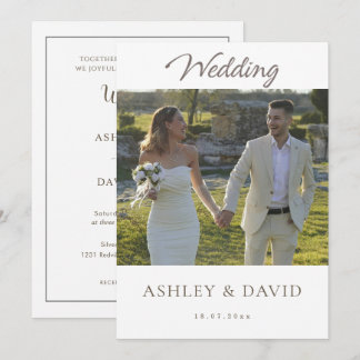 Invitation Minimalist Elegant Half Photo Modern boho Wedding
