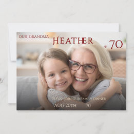 Invitation Minimalist Female Family Photo 70th Birthday 