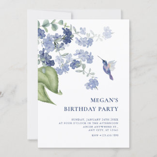 Invitation Minimalist Floral branch bird birthday