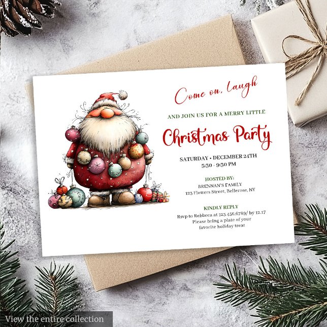 Invitation Minimalist Funny Santa Hand Drawn Festive Invites (Minimalist Funny Santa Hand Drawn Festive Invitation)