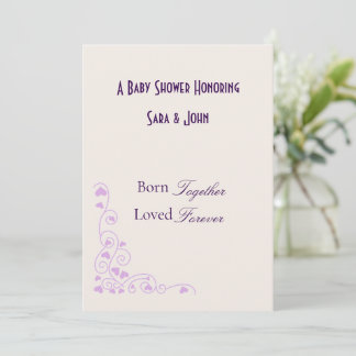 Invitation Minimalist Hearts Twin Love Baby Shower