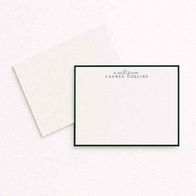 Invitation Minimalist ivory, Dark Emerald Border Note Card (Créateur téléchargé)