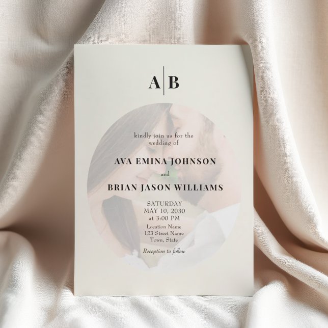 Invitation Minimalist Ivory Photo Editorial Wedding (Créateur téléchargé)