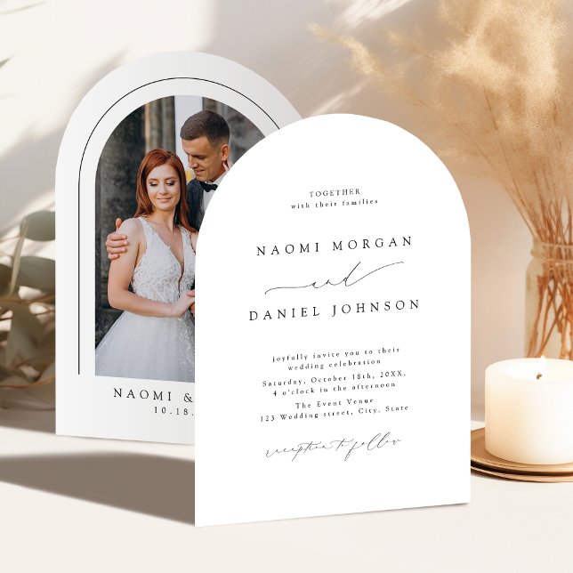 Invitation Minimalist Modern Chic Script Elegant Arch Wedding (Minimalist Modern Chic Script Elegant Arch Wedding Invitation)