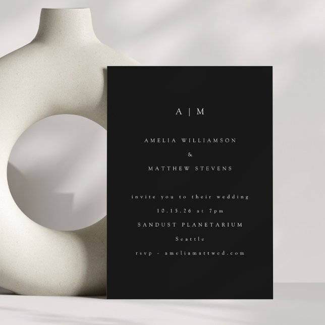 Invitation Minimalist Monogram Black White Modern Wedding (Créateur téléchargé)