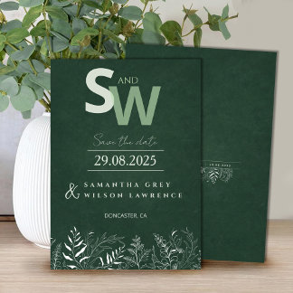 Invitation Minimalist Nature-inspired Leafy Save the Date