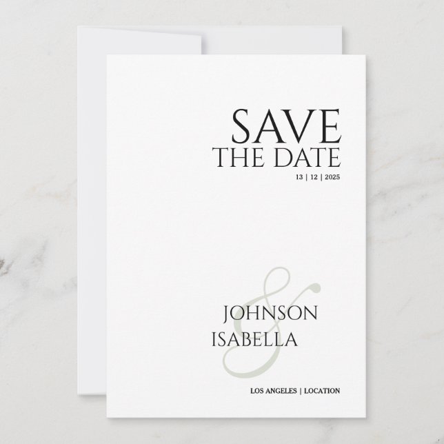 Invitation Minimalist Photo Save the Date Card (Devant)