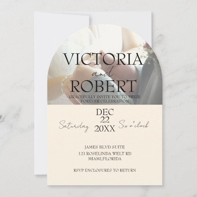 Invitation Minimalist Photo Wedding Engagement Arch (Devant)