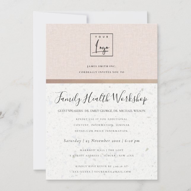 INVITATION MINIMALIST ROSE OR PARTIES SCINTILLANT SÉMINAIRE D (Devant)
