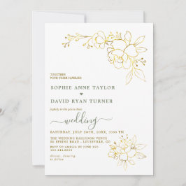 Invitation Minimalist Sage Green Gold Flowers Wedding