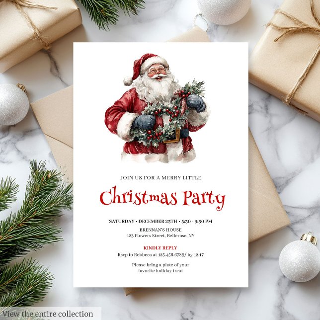 Invitation Minimalist Santa Claus Custom Holiday Dinner   (Minimalist Santa Claus Custom Holiday Dinner Invitation

)