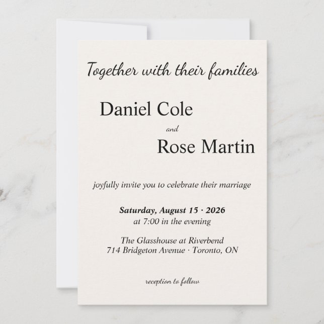 Invitation Minimalist Simple Beige Wedding (Devant)