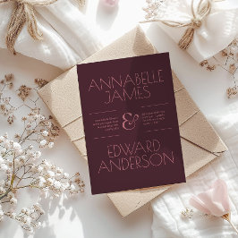 Invitation Minimalist Typography Elegant Burgundy Wedding