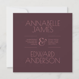 Invitation Minimalist Typography Elegant Burgundy Wedding
