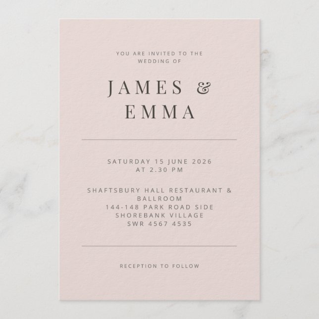 Invitation Minimalist  |Warm Blush (Devant)