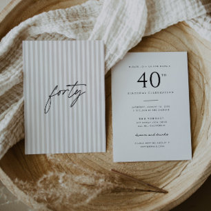 Invitation minimaliste à rayures manuscrites pour